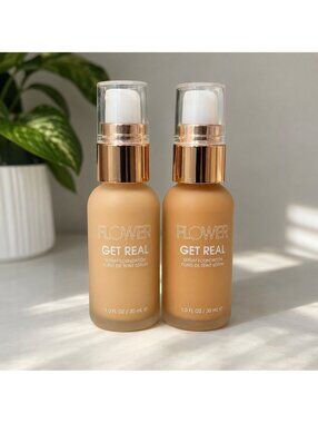 Flower Beauty Get Real Serum Foundation Natural Beige M1 Lot of 2 NEW